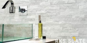 Плитка из натурального камня для ванной комнаты 3D панели RKS SLATE Кварцит White Quartz Classic заказать онлайн с доставкой (7)