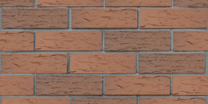 Кирпич облицовочный ЛСР, Светло-коричневый флэш, рустик 1НФ на сером шве