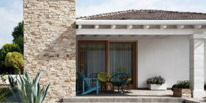 Бежевый каменный фасад дома заказать 3D панели RKS SLATE Сланец Beige Slate Modern (2)