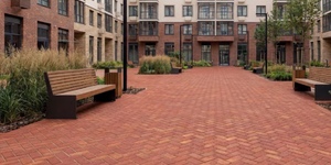 Клинкер тротуарный ЛСР тёмно-красный Ницца Золото 4