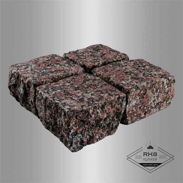 Гранитная брусчатка Гранатовый амфиболит, Колотая, 100x100 мм в Москве